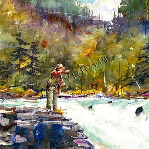 Fly Fishing Watercolor Print By Dean Crouser Etsy