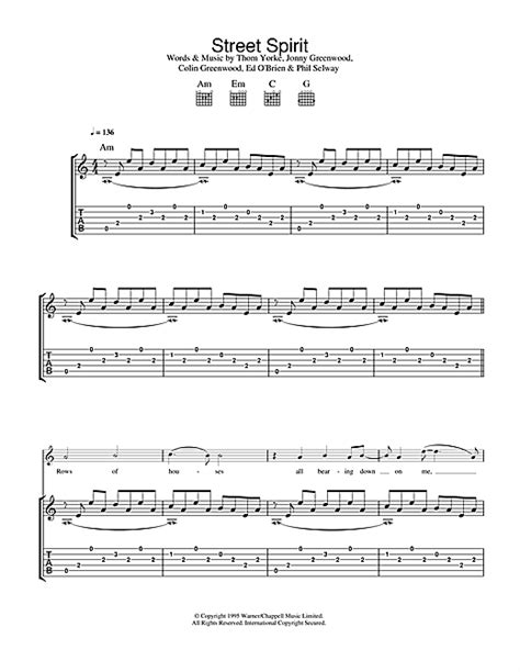 Street Spirit Fade Out Tablature Guitare Par Radiohead Tablature