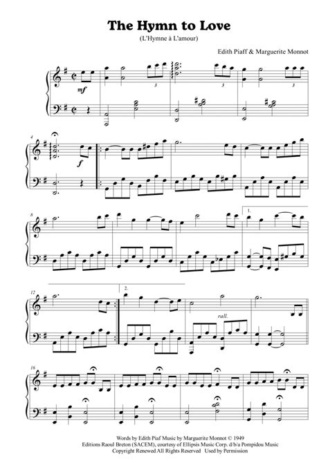 Hymne A L Amour Arr Passoni Music By Josh Groban Sheet Music For