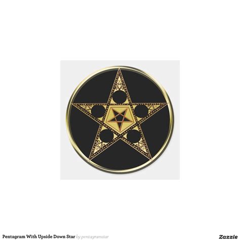 Pentagram With Upside Down Star Round Sticker | Zazzle