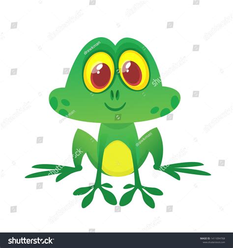 Cartoon Illustration Funny Frog Sitting On Stock Illustration ...