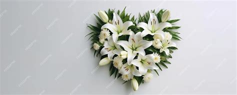 Premium Ai Image Floral Heart Of Lilies On Grey Background For Sorrow