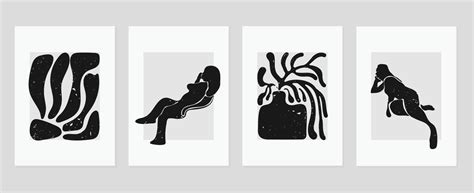 Set Of Abstract Cover Background Inspired By Matisse Vase Nude Female