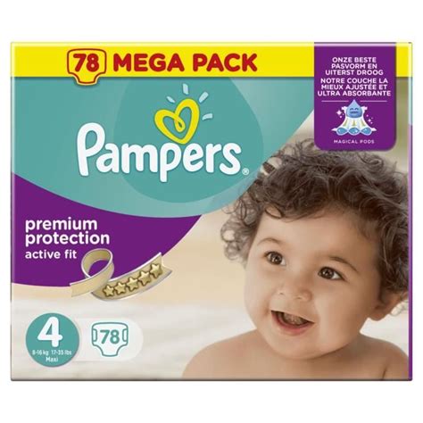 PAMPERS Active Fit Taille 4 7 à 18 kg 78 couches Format Mega pack