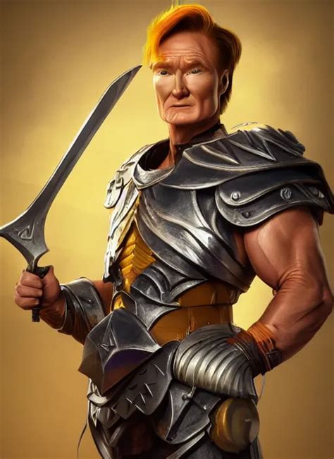 Profile Of Conan Obrien As A Paladin With Short Blond Stable