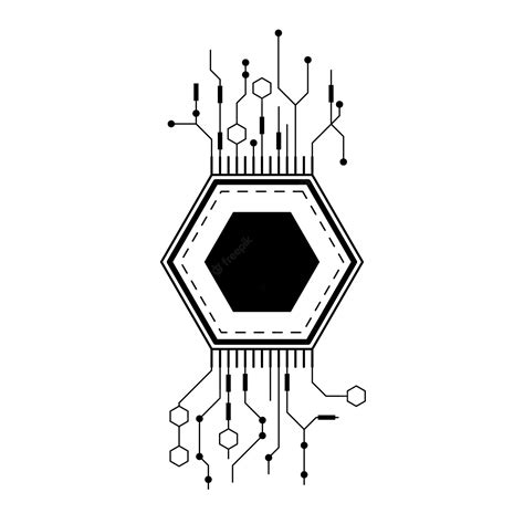 Premium Vector Abstract Black Simple Line Cpu Computer Technology