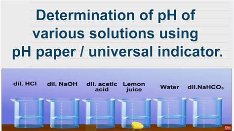 Determination Of Ph Of Various Solutions Using Ph Paper Universal Indicator 10th Science