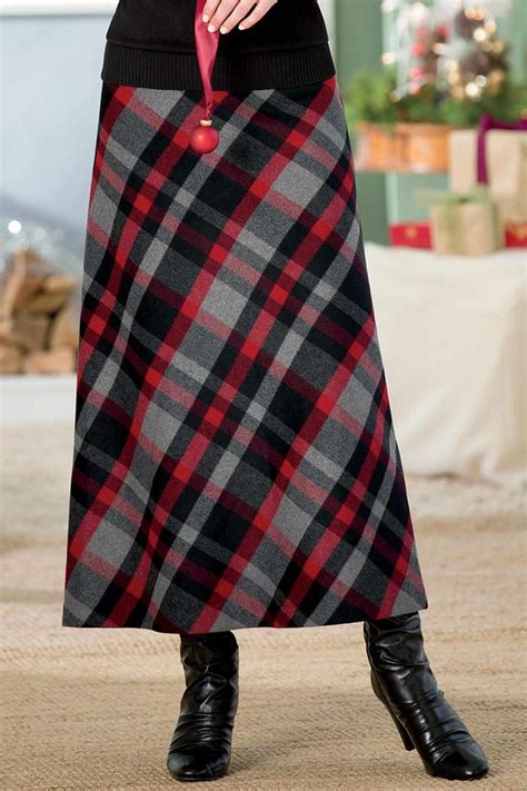 Long A Line Wool Skirt Women S Chadwicks Plaid Fashion Skirt