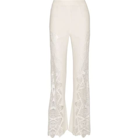 Jonathan Simkhai Guipure Lace Paneled Crepe Flared Pants Rub