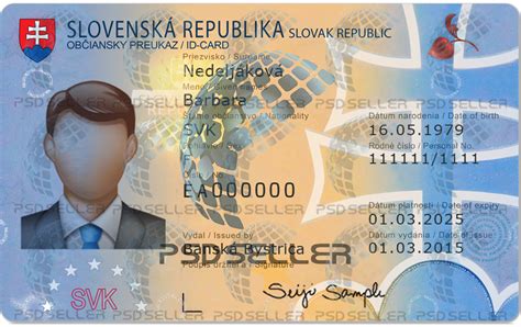 Fully Editable Slovakia Id Card Template Psd 100 Psd Seller