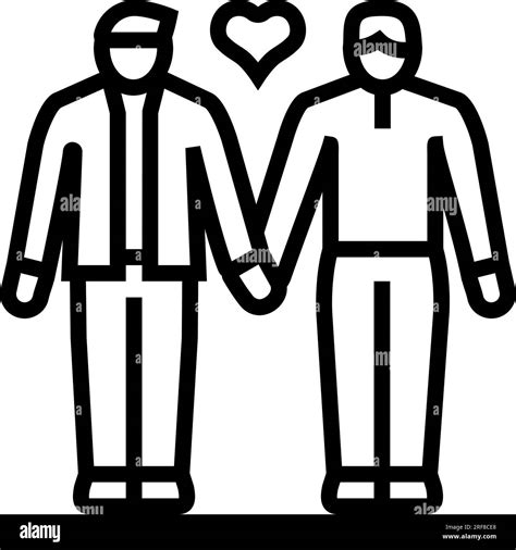Gay Lgbt Couple Love Line Icon Vector Illustration Stock Vector Image Art Alamy