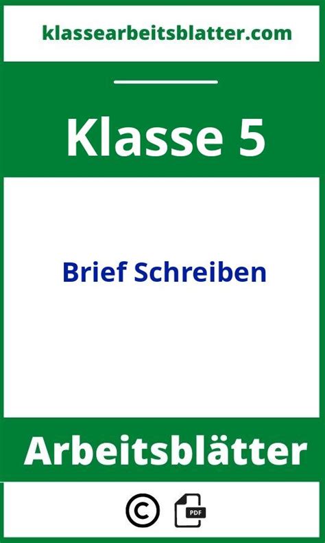 Brief Schreiben Klasse Arbeitsbl Tter