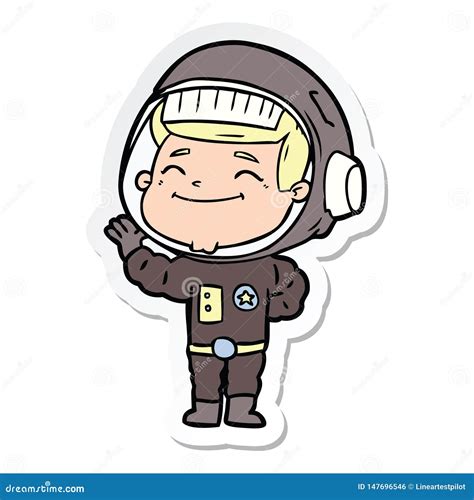 Pegatina De Un Alegre Astronauta De Caricatura Ilustración Del Vector