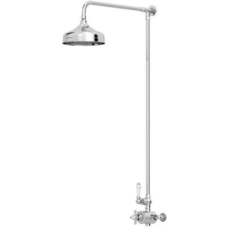 Traditional Thermostatic Mixer Shower Set Round Chrome Crosshead