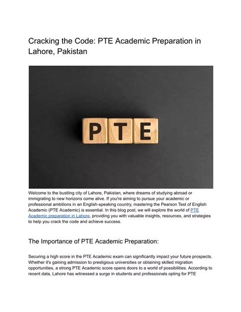 Ppt Cracking The Code Pte Academic Preparation In Lahore Pakistan