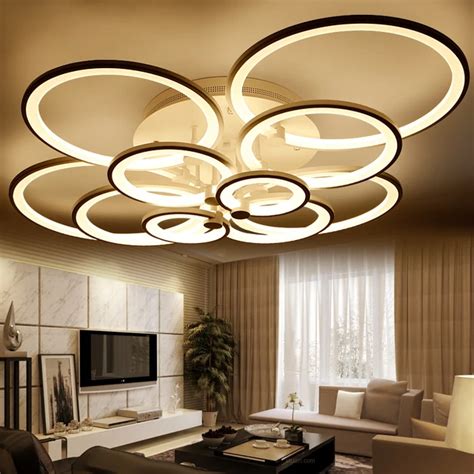 rings white finished chandeliers LED circle modern chandelier lights ...