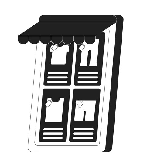 Starting e commerce business on mobile phone monochrome flat vector