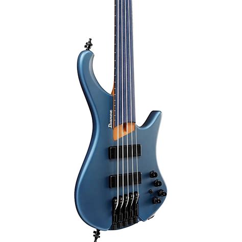 Ibanez Ehb1005f 5 String Multi Scale Ergonomic Headless Fretless Bass Guitar Arctic Ocean Matte