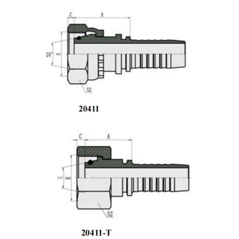 Metric Fitting 20411 Female 24°cone O Ring L T Fitting Topa