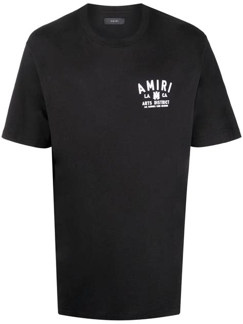 Amiri Logo Print Short Sleeve T Shirt In Black ModeSens