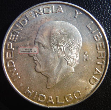 Km Mexico Silver Coin Hildago Cinco Peso Coin