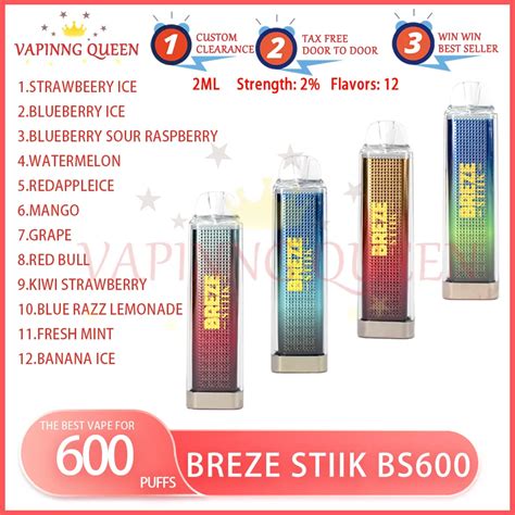 100 Original BREZE STIIK BS600 Puff Disposable E Cigarette Vaper