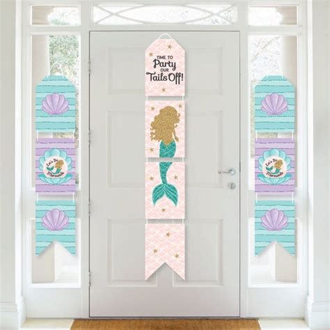 Lets Be Mermaids Hanging Vertical Paper Door Banners Baby Shower