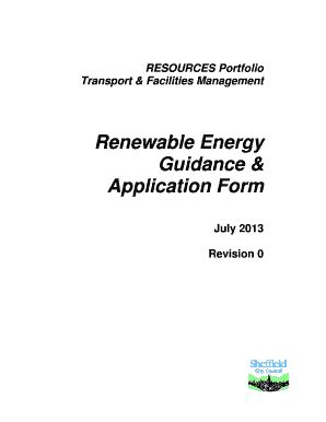 Fillable Online Renewable Energy Guidance And Application Form 060913