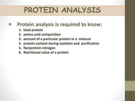 PPT - PROTEIN ANALYSIS PowerPoint Presentation, free download - ID:2060791