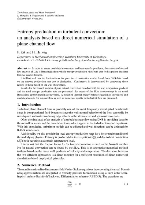 Pdf Entropy Production In Turbulent Convection An Analysis Based On