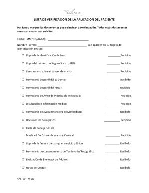 Completable En línea LISTA DE VERIFICACIN DE LA APLICACIN DEL Fax