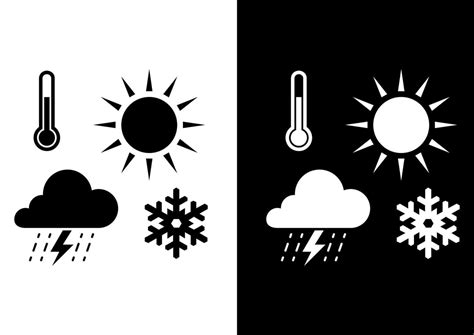 Schwarz Wei Wettersymbole Clipart Vektorillustration Vektor