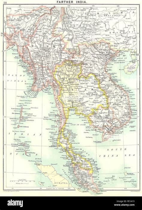 INDOCHINA: Malaysia, Thailand, Vietnam, Cambodia, 1900 antique map ...