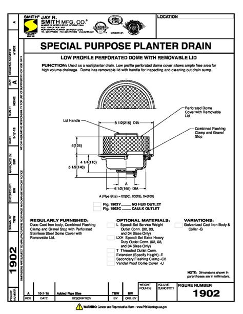 Special Purpose Planter Drain With Low Profile Perforated Dome Woods