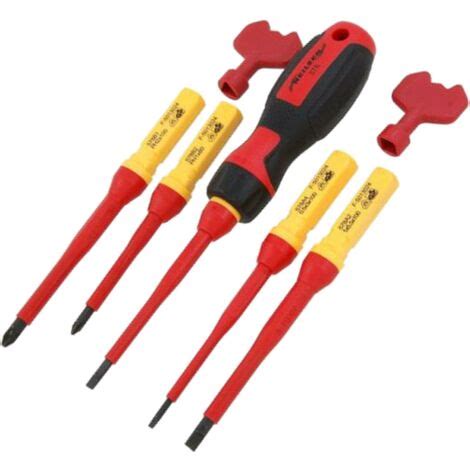 Neilsen 8pc Ved Insulated Pozi Flat Slotted Magnetic Tip Screwdriver Set