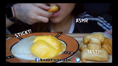 Asmr Sticky Rice Mango And Thai Donuts Extreme Eating Sounds No Talking Asmr Sa Eats Youtube