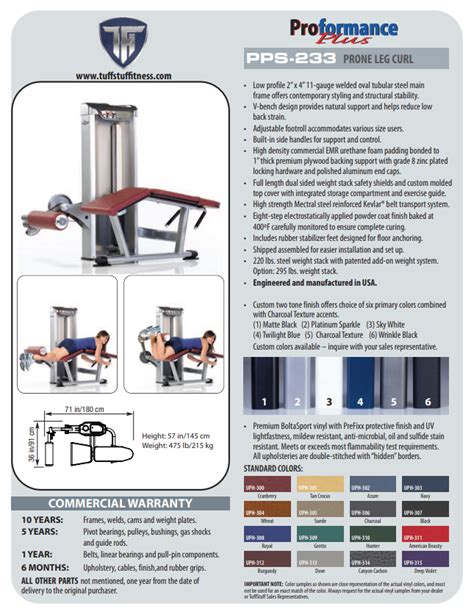 Tuffstuff Proformance Plus Prone Leg Curl Pps