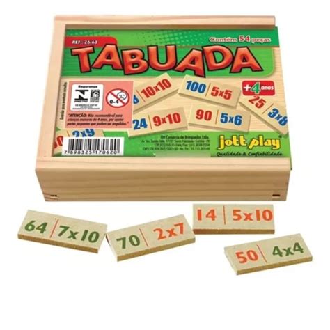 Tabuada Completa 54 Peças Jogo Educativo Escolar Em Madeira Futura