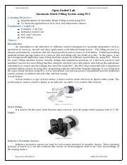 Implementing Automatic Bottle Filling System Using Plc For Course Hero