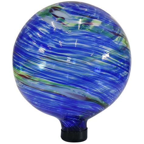 Sunnydaze Northern Lights Gazing Ball Decorative Glass Garden Globe Sphere With Stemmed Bottom