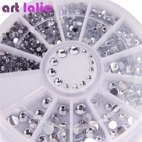 Cheap 400pcs Nail Rhinestones Mixed Sizes Silver Round Diamond Crystal