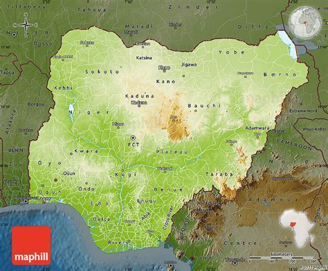 Physical Map Of Nigeria Darken