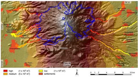 Example Of A Volcanic Lahar Risk Assessment Map For The Iztaccihuatl