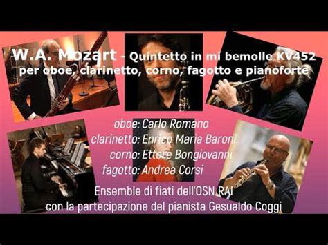 W A Mozart Quintetto In Mi Bemolle KV452 Per Oboe Clarinetto Corno