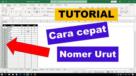 Tutorial Cara Cepat Membuat Nomor Urut Di Excel Youtube