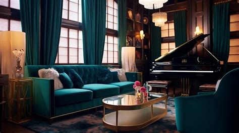 Premium Ai Image Generative Ai Glamorous Art Deco Living Room