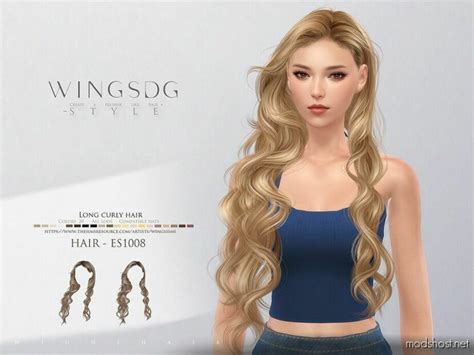 Wings Es1008 Long Curly Hair Sims 4 Mod ModsHost