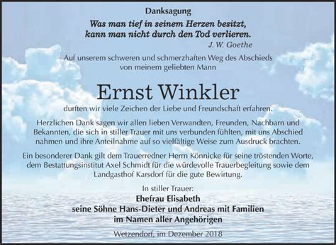 Traueranzeigen Von Ernst Winkler Abschied Nehmen De