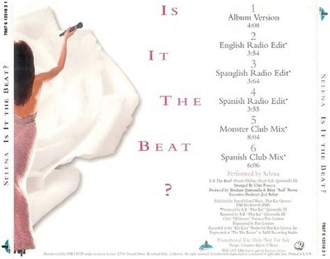 Carátula Trasera de Selena Is It The Beat Cd Single Portada