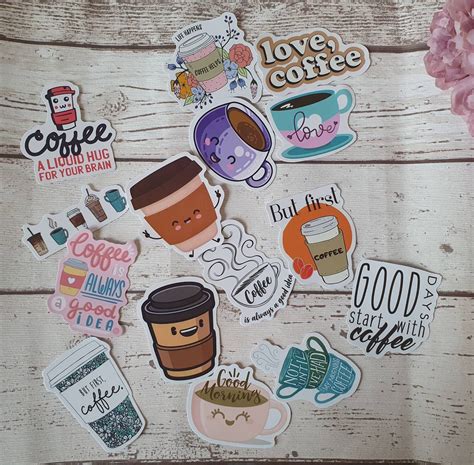 Cute Coffee Stickers Set 10 Or 20 Pcs Random Coffee Etsy